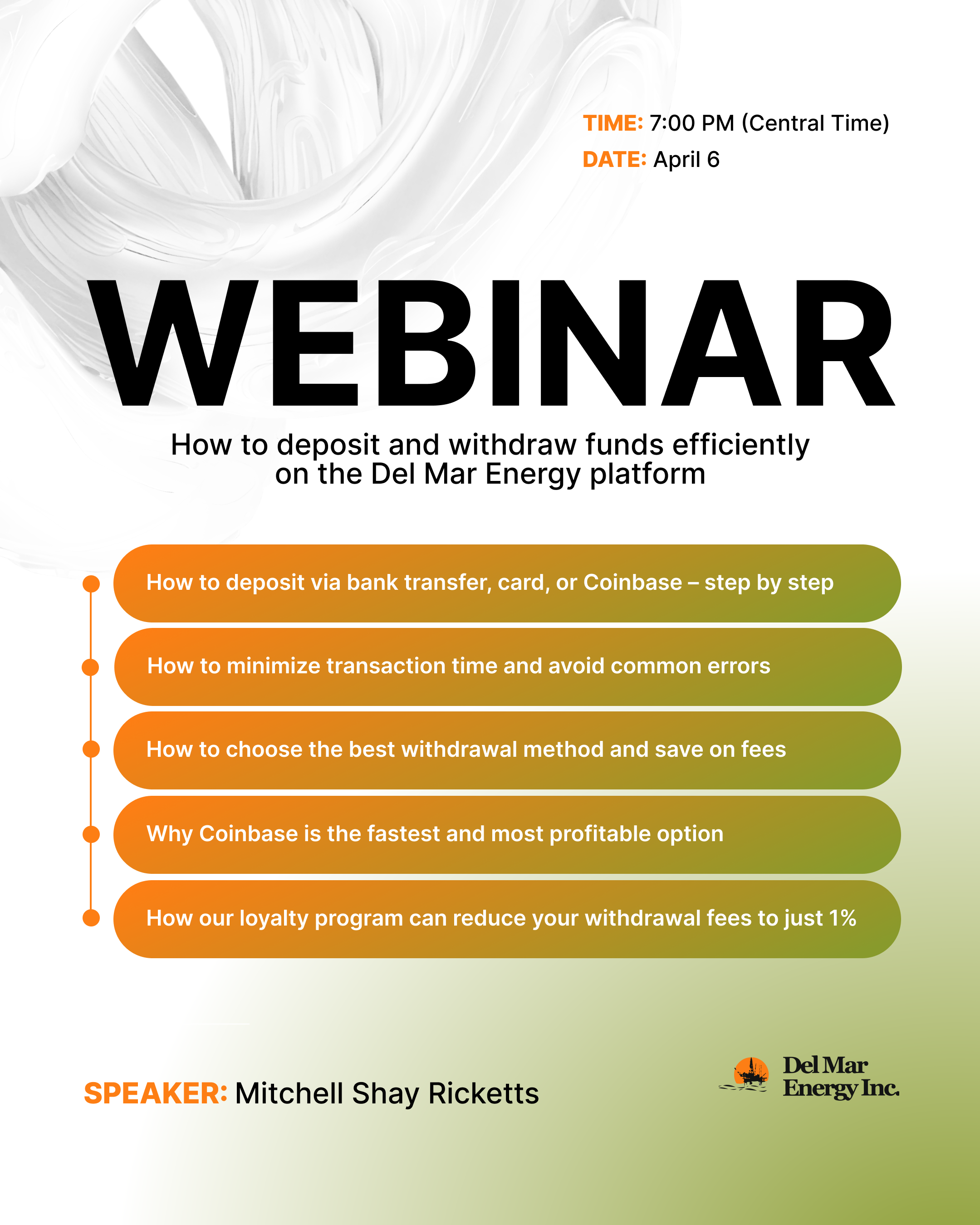 How to deposit and withdraw funds efficiently on the Del Mar Energy platform